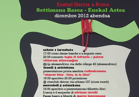 Abenduaren 1etik 9ra Euskal Astea antolatu dute Erroman Abenduaren 1etik 9ra Euskal Astea antolatu dute Erroman