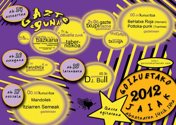 Abuztuaren 14tik 18ra bitarte izango dira Goizuetako Festak Abuztuaren 14tik 18ra bitarte izango dira Goizuetako Festak