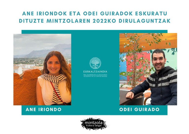 Ane Iriondok eta Odei Guiradok jaso dituzte Mintzolaren 2022ko ikerketa sariak