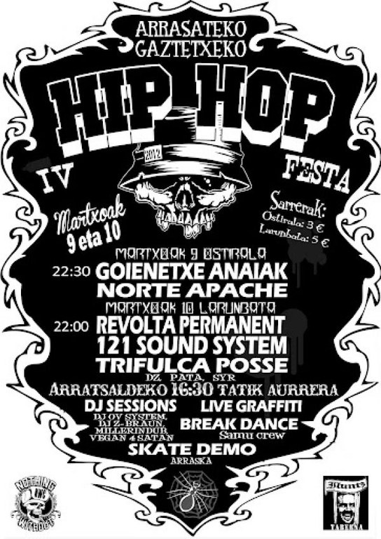 Arrasateko Gaztetxeak Hip Hop Jaia antolatu du asteburuan Arrasateko Gaztetxeak Hip Hop Jaia antolatu du asteburuan