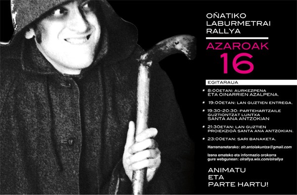 Azaroaren 16an egingo dute Oñatiko IV. Laburmetraien Rallya Azaroaren 16an egingo dute Oñatiko IV. Laburmetraien Rallya
