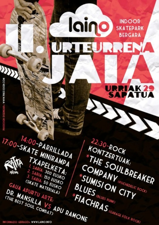 Bergarako Laino Indoor Skateparkek II. urteurrena ospatuko du urriak 29an Bergarako Laino Indoor Skateparkek II. urteurrena ospatuko du urriak 29an
