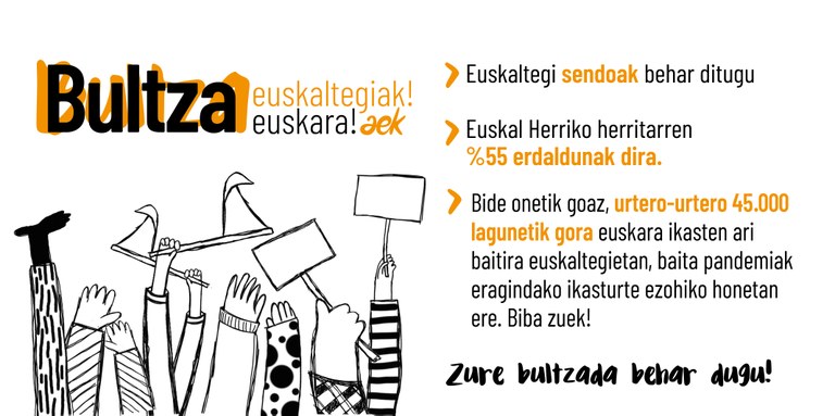 "Bultza euskaltegiak! Bultza euskara!" lemapean AEK-K 80 EKITALDITIK GORA ANTOLATU DITU IGANDERAKO "Bultza euskaltegiak! Bultza euskara!" lemapean AEK-K 80 EKITALDITIK GORA ANTOLATU DITU IGANDERAKO