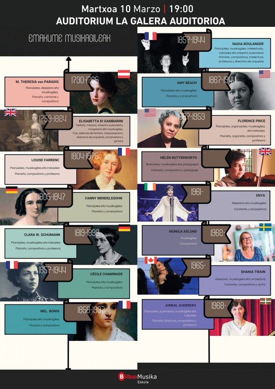 Emakume musikarien omenezko kontzertua egingo du Bilboko Udal Musika Eskolak