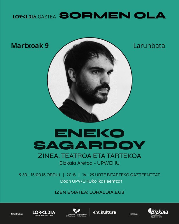 Eneko Sagardoy aktore eta zinemagilearen tailerra egingo dute Sormen Olan