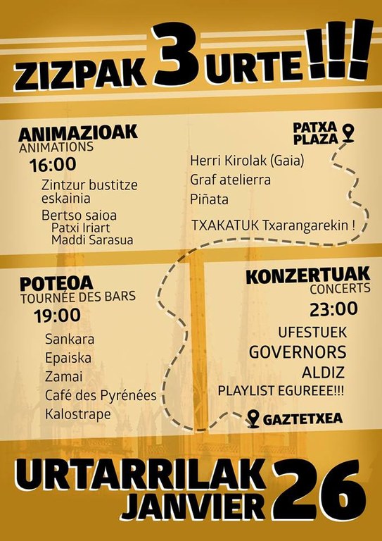 Etorri Zizpa gaztetxearen urteurrena ospatzera! Etorri Zizpa gaztetxearen urteurrena ospatzera!