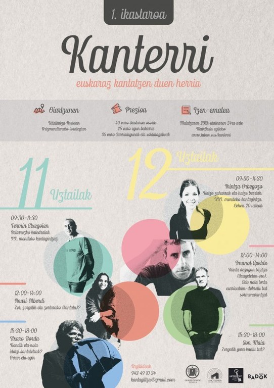 Euskal kantagintzari buruzko 'Kanterri' ikastaroa antolatu dute Oiartzunen