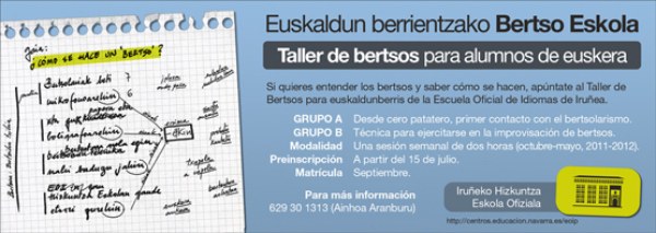 Euskaldun berrientzako bertso-eskola sortu dute Iruñean Euskaldun berrientzako bertso-eskola sortu dute Iruñean