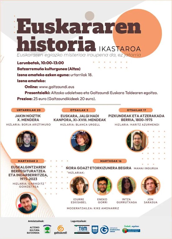 Euskararen historiaren inguruko ikastaroa egingo dute Altzon