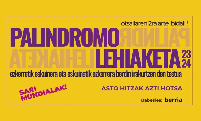 Euskarazko palindromoen lehiaketan parte hartu nahi al duzu?