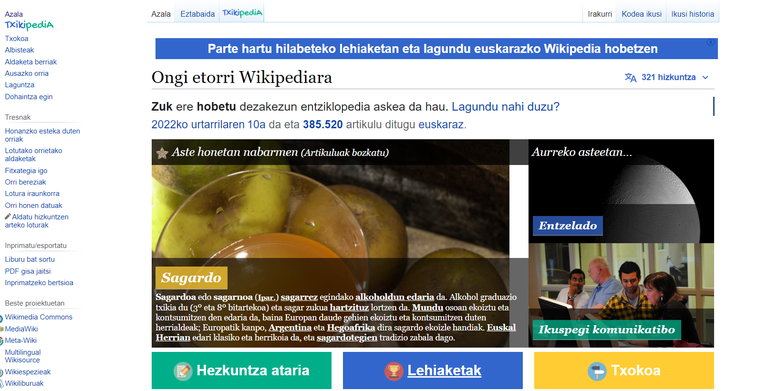 Euskarazko Wikipedia elikatzeko lehiaketa martxan da Euskarazko Wikipedia elikatzeko lehiaketa martxan da