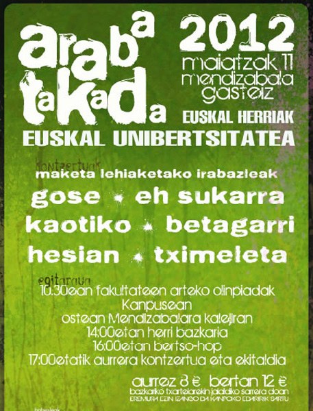 Gaur da Arabatakada, euskal unibertsitatearen aldeko jaia Gaur da Arabatakada, euskal unibertsitatearen aldeko jaia