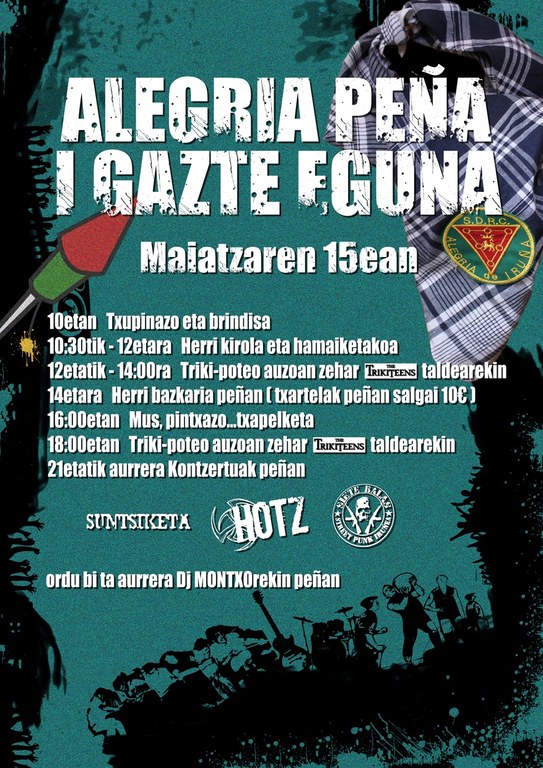 Gazte Eguna egingo du Alegria de Iruña peñak Gazte Eguna egingo du Alegria de Iruña peñak