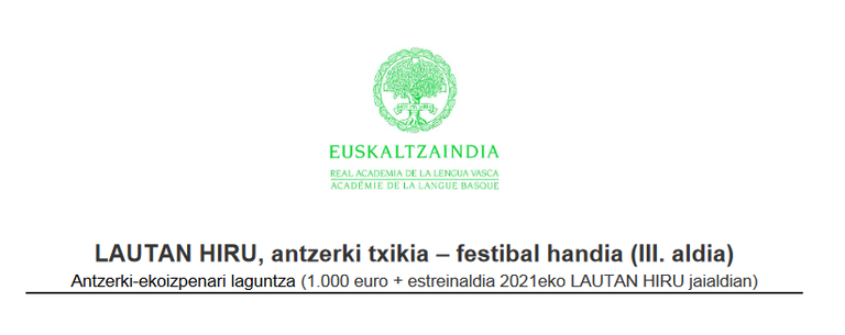 Gidoi labur bat esku artean? Euskaltzaindiak antzerki-ekoizpena sustatzeko laguntza berria sortu du! Gidoi labur bat esku artean? Euskaltzaindiak antzerki-ekoizpena sustatzeko laguntza berria sortu du!
