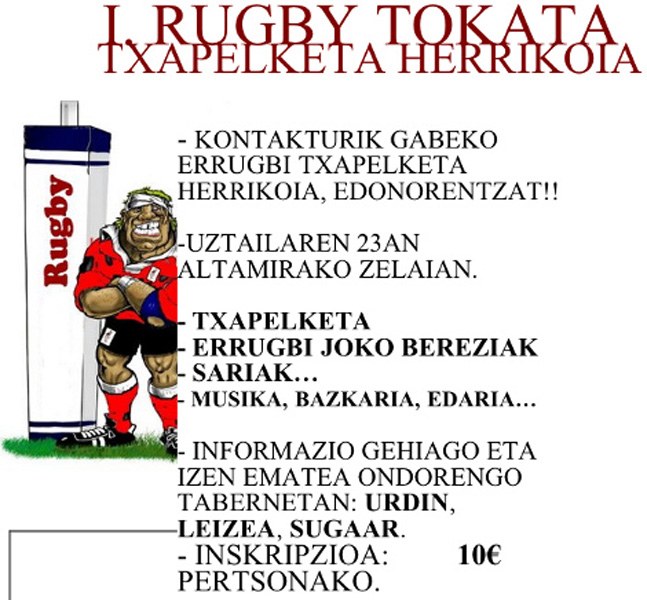 I. Errugbi Tokata Txapelketa Herrikoia antolatu du Ordiziako errugbizale talde batek I. Errugbi Tokata Txapelketa Herrikoia antolatu du Ordiziako errugbizale talde batek
