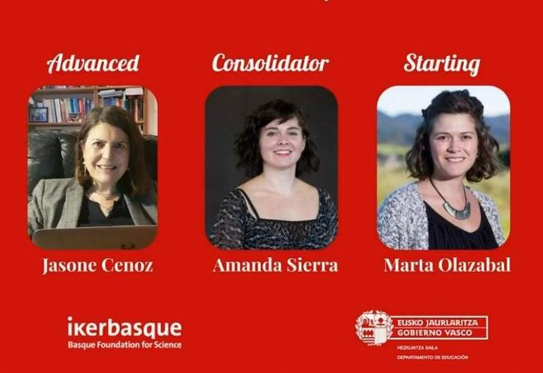Ikerbasquek Jasone Cenoz, Amanda Sierra eta Marta Olazabal zientzialarien lana aitortu du Ikerbasquek Jasone Cenoz, Amanda Sierra eta Marta Olazabal zientzialarien lana aitortu du