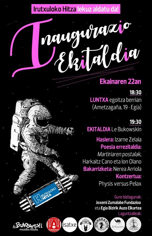 Irutxuloko Hitzaren inaugurazio festara zoaz? Irutxuloko Hitzaren inaugurazio festara zoaz?