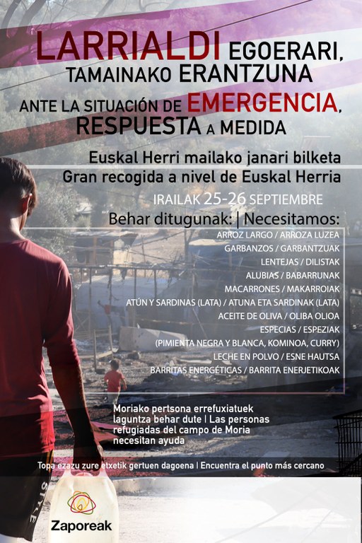 Janari bilketa antolatu du Zaporeak taldeak Euskal Herrian Janari bilketa antolatu du Zaporeak taldeak Euskal Herrian