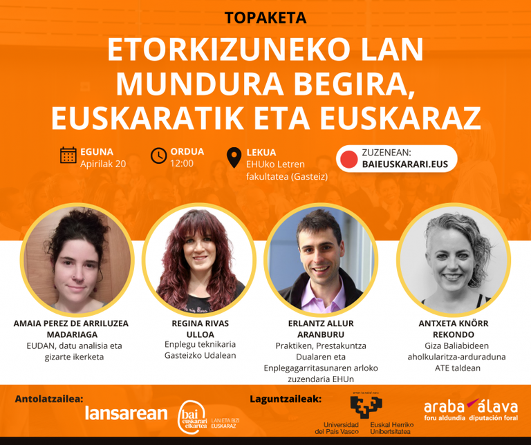 Lan munduari eta euskarari buruzko topaketa egingo dute Gasteizen