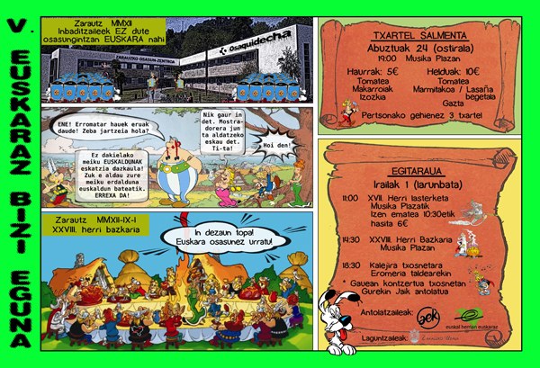 Larunbat honetan, V. Euskaraz Bizi Eguna Zarautzen Larunbat honetan, V. Euskaraz Bizi Eguna Zarautzen