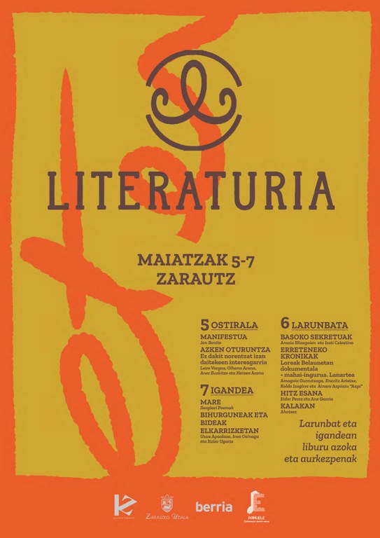 Literaturia 2023 Zarautzen maiatzaren 5etik 7ra