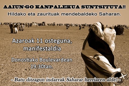 Manifestaziora deitu dute Marokoko gehiegikeriak salatzeko Manifestaziora deitu dute Marokoko gehiegikeriak salatzeko
