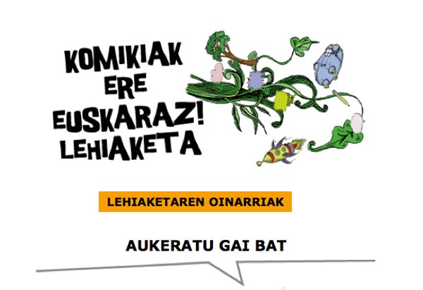 Martxan da Komikiak ere euskaraz! lehiaketan izena emateko epea Martxan da Komikiak ere euskaraz! lehiaketan izena emateko epea