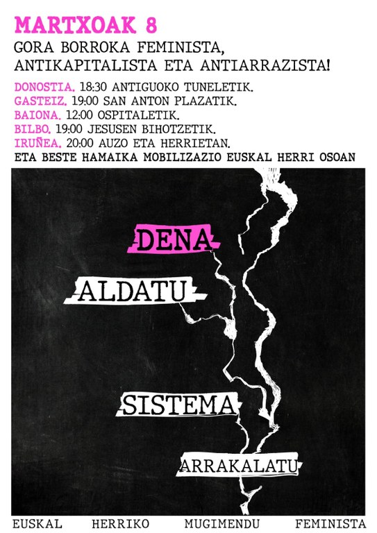 Mugimendu Feministak kalera aterako dira martxoaren 8an