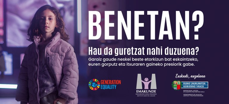 Neskentzako gorputz eta itxura fisikoaren gaineko presiorik gabeko etorkizuna eskatzen du Emakunderen kanpainak Neskentzako gorputz eta itxura fisikoaren gaineko presiorik gabeko etorkizuna eskatzen du Emakunderen kanpainak