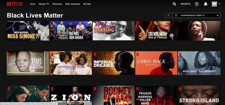 Netflixek 'Black Lives Matter' izeneko atala txertatu du Netflixek 'Black Lives Matter' izeneko atala txertatu du
