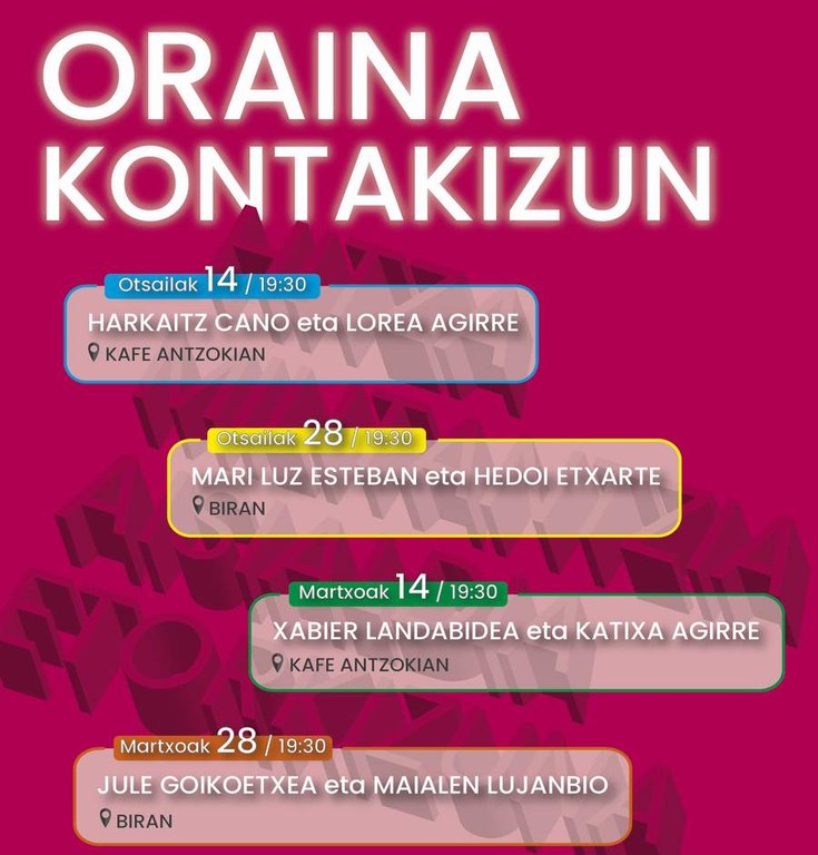 'Oraina kontakizun' jardunaldiak egingo dituzte Bilbon