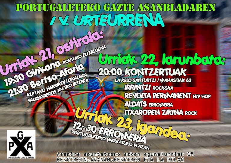 Portugaleteko Gazte Asanbladak lau urteak ospatuko ditu asteburu honetan Portugaleteko Gazte Asanbladak lau urteak ospatuko ditu asteburu honetan