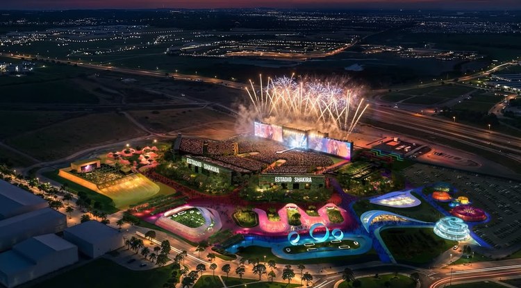 Shakirak Madrilgo kontzertuetarako eraikiko duen estadioa: 50.000 pertsona eta askotariko jarduerak