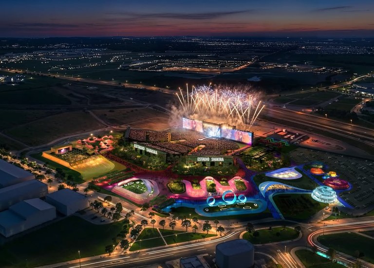 Shakirak Madrilgo kontzertuetarako eraikiko duen estadioa: 50.000 pertsona eta askotariko jarduerak