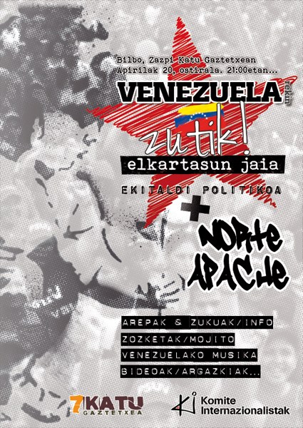 Venezuelarekiko elkartasun jaia egingo dute apirilaren 20an Bilbon Venezuelarekiko elkartasun jaia egingo dute apirilaren 20an Bilbon