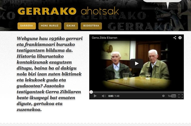 Zabalik da Gerrako Ahotsak, gerra zibileko lekukotasunen webgune berria Zabalik da Gerrako Ahotsak, gerra zibileko lekukotasunen webgune berria
