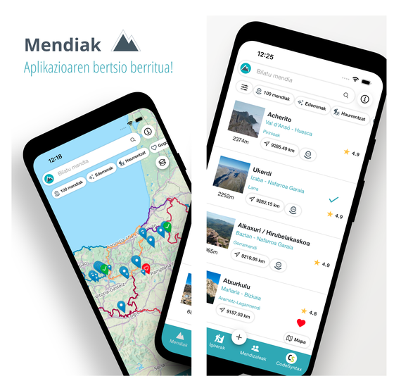 Zazpi urtetan 125.000 igoaldi markatu ondoren Mendiak aplikazioa eraberritu egin da
