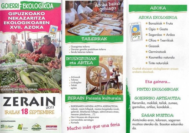 Zerainen izango da igandean, Gipuzkoako Nekazaritza Ekologikoaren XVII. azoka Zerainen izango da igandean, Gipuzkoako Nekazaritza Ekologikoaren XVII. azoka