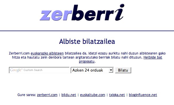 Zerberri.com: Euskarazko albisteen bilatzaile berria Zerberri.com: Euskarazko albisteen bilatzaile berria