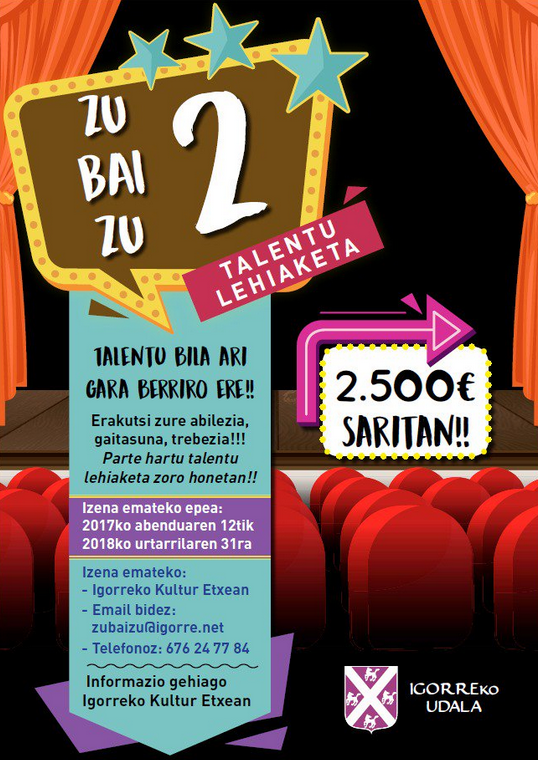 'Zu bai zu' talentu lehiaketa martxan! 'Zu bai zu' talentu lehiaketa martxan!