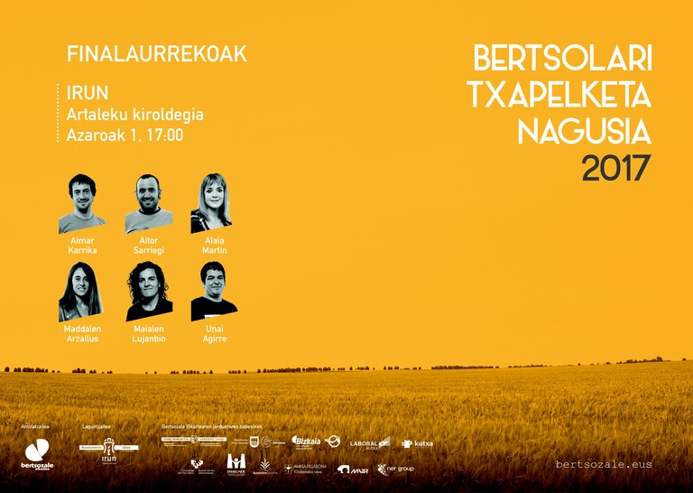 Bertso Txapelketa Nagusiko final aurrerako sarrerak ditugu! (Irun) Bertso Txapelketa Nagusiko final aurrerako sarrerak ditugu! (Irun)