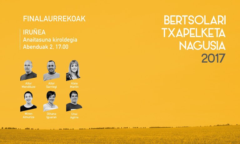 Bertso Txapelketa Nagusiko final aurrerako sarrerak ditugu! (IRUÑEA) Bertso Txapelketa Nagusiko final aurrerako sarrerak ditugu! (IRUÑEA)