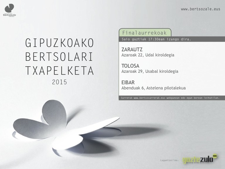 Gipuzkoako Bertsolari Txapelketako Tolosako finalaurrekora joan nahi duzu? Gipuzkoako Bertsolari Txapelketako Tolosako finalaurrekora joan nahi duzu?
