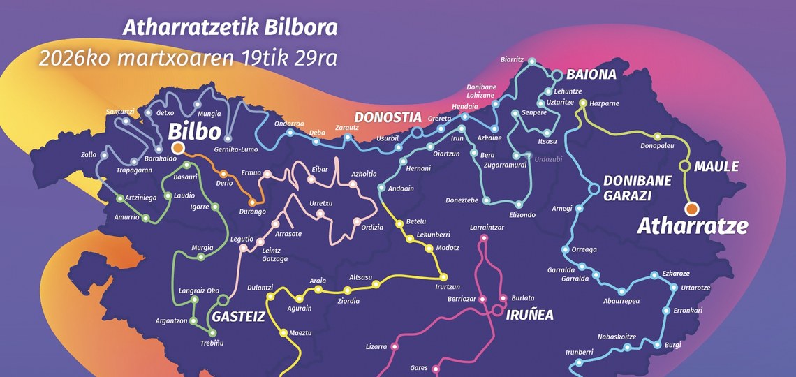 Korrikaren ibilbidea osorik: Atharratzetik Bilbora egingo duen bidea